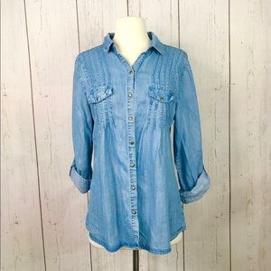 Sundance• Denim Long Sleeve Bottom Down L Blouse